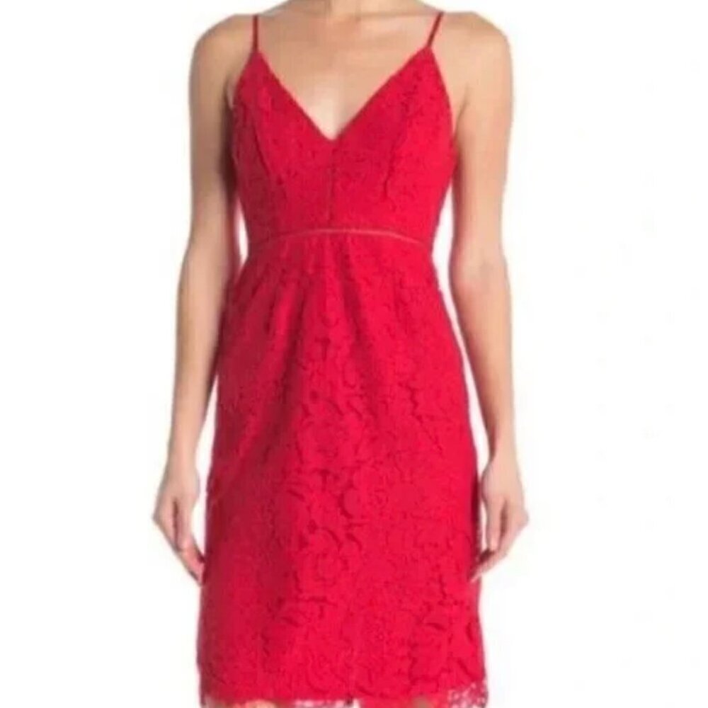 ASTR Red Lace Dress Sz Medium Spaghetti Strap Cami Boho Cocktail Formal